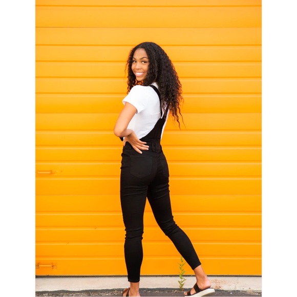 Kancan Overalls Jean Womens Denim Stretch Bibs Boho 90s Black Small NWT - Picture 3 of 16